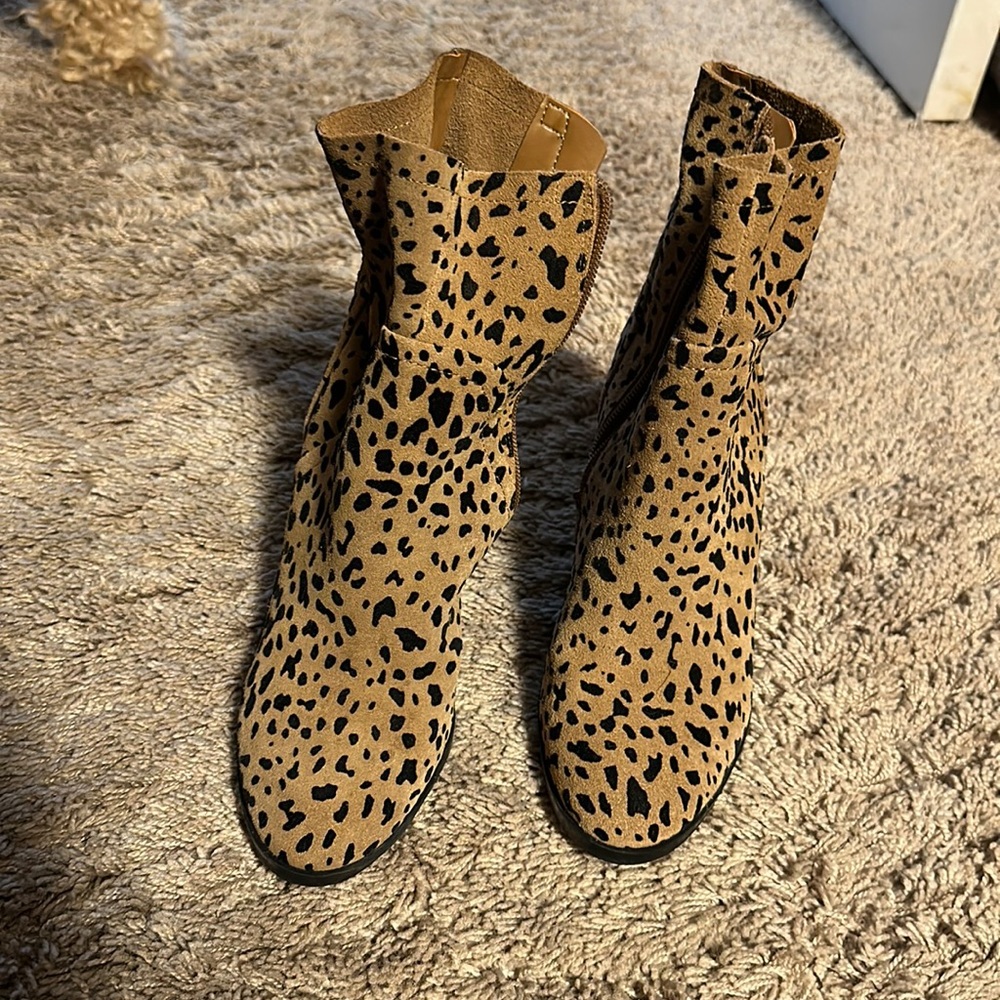 Leopard print booties